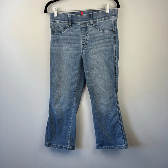 SPANX Kick Flare Pull-on Jeans Size L Petite Vintage Indigo - Picture 1 of 5